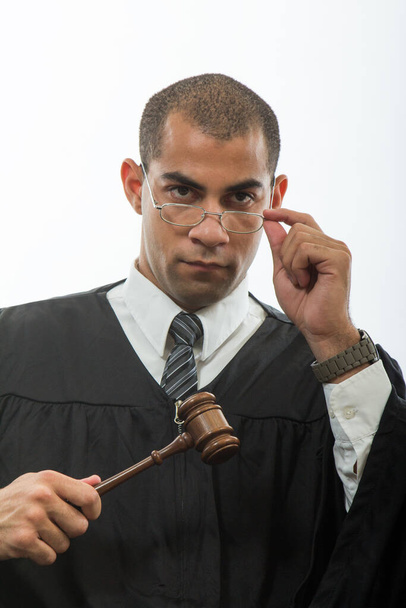 african american judge holding gavel and looking at camera - Photo, image