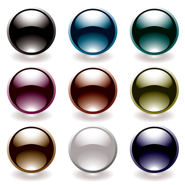 Reflective black button - Vector, imagen