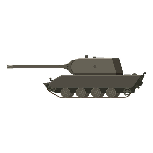 Tanque Alemão Segunda Guerra Mundial Tigre 3 tanque pesado. Exército militar máquina de guerra, arma, símbolo de batalha silhueta ícone vista lateral. Ilustração vetorial isolada
 - Vetor, Imagem