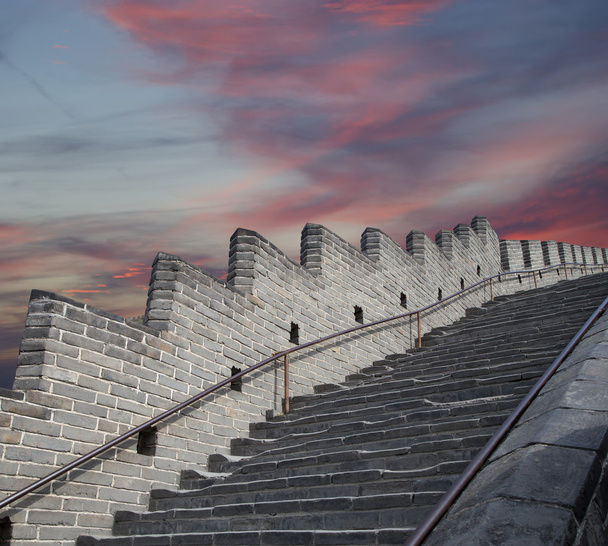 View of one of the most scenic sections of the Great Wall of China, north of Beijing - Zdjęcie, obraz