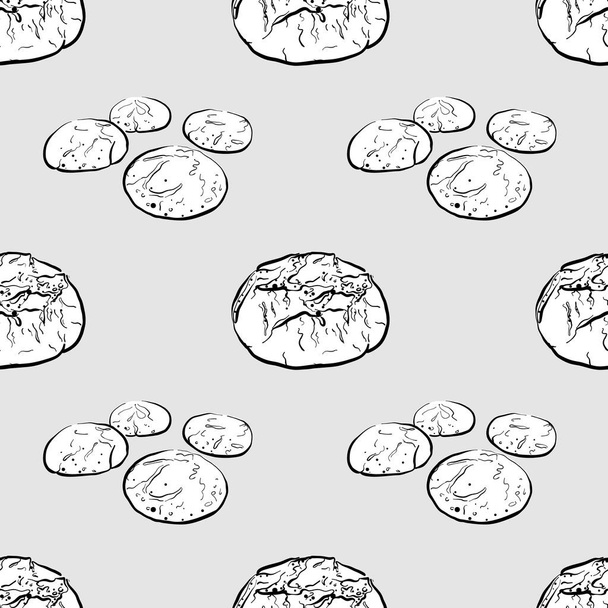 Broa varrat nélküli minta szürkeárnyalatos rajz - Vektor, kép