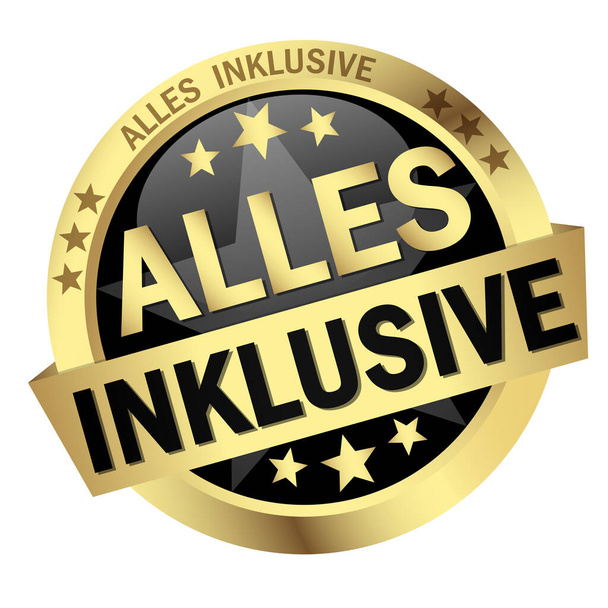 Pulsante con Banner all inclusive (in tedesco
) - Vettoriali, immagini
