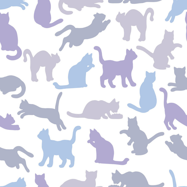 Vector seamless pattern with cat silhouettes - Vektor, Bild
