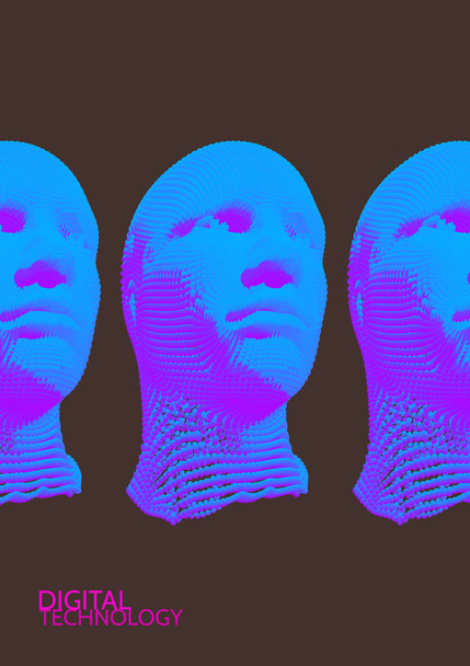 Group of people for design. Abstract digital human head. Futuristic background. Vector Illustration for advertising, marketing or presentation.  - Vetor, Imagem