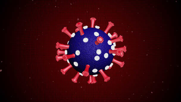 Koyu kırmızı zemin üzerinde Coronavirus molekülü. Coronavirus tehlikeli grip - Video, Çekim