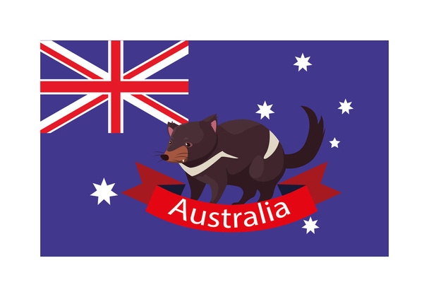 australská národní vlajka s původním zvířetem - Vektor, obrázek