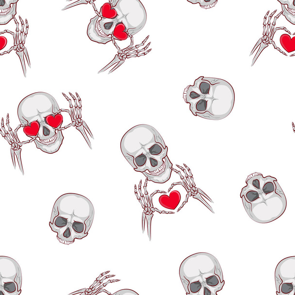 cute picture of scho skeleton for valentines day. Vector illustration on a white background. Valentine's Day - Vetor, Imagem