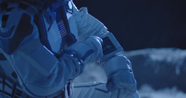Astronaut using touch screen - Footage, Video