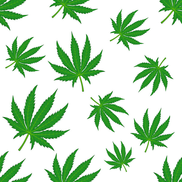 Marijuana on white background seamless pattern. Vector illustration. - Vector, Image