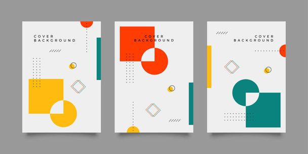 Covers with minimal design. Cool Memphis geometric backgrounds for your design. Applicable for Banners, Placards, Posters, Flyers etc. Eps10 vector - Vektör, Görsel
