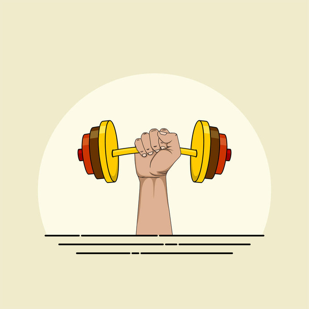 Barbell weightlifting with hand - Vector, Image