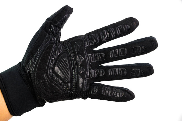 Black Leather sportwear glove isolated on white background - Φωτογραφία, εικόνα