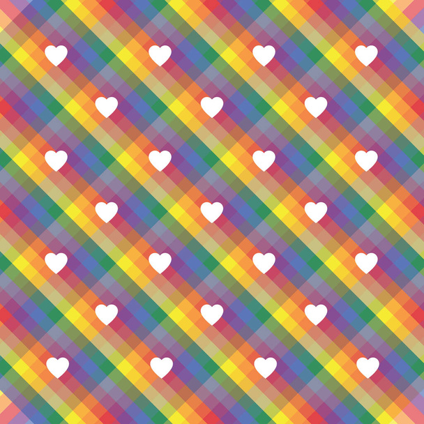 Um arco-íris sem costura listras orgulho papel de parede com corações em cores dos movimentos de bandeira LGBT, ilustração do dia dos namorados, cartão de saudação
  - Foto, Imagem