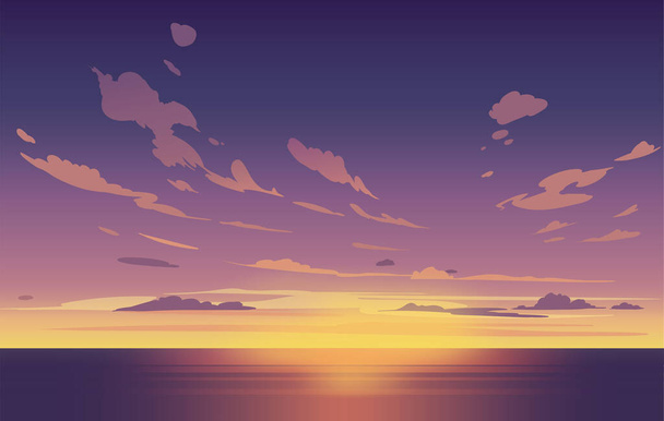 Vector night sky clouds. Sunset. Clean style. Background design - Wektor, obraz