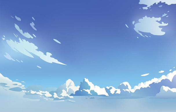 Vector landscape sky clouds. Sunny day. Anime style. Background design - Wektor, obraz