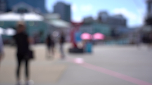 Blurred video of Downtown Wellington City waterfront view in the capital of New Zealand; Slow motion - Footage, Video