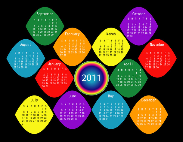 Calendario 2011 en colores arco iris
 - Vector, imagen