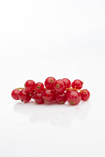 Rode bes, takje fruit geïsoleerd op witte achtergrond - Foto, afbeelding
