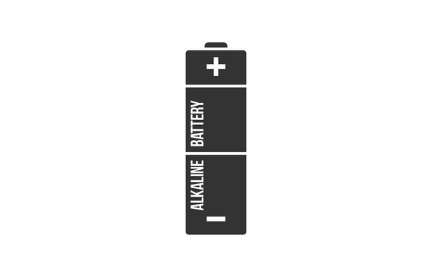 Векторная плоская щелочная батарея на белом фоне
 - Вектор,изображение