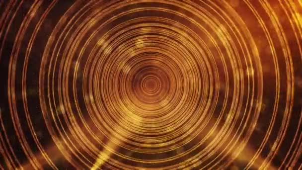 Gold concentric rings on orange background. Seamless loop footage for ceremony visual projection, screen, music video, festival entertainment, visual art, party or fashion show. Orange circles - Video, Çekim