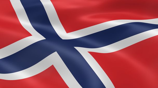 flaga norweska na wietrze - Zdjęcie, obraz