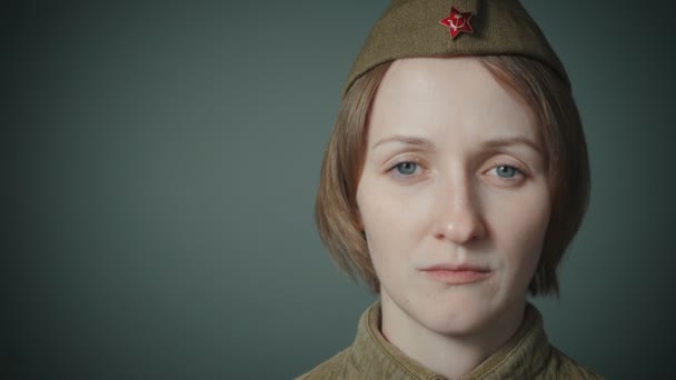 Video of young woman in soviet red army uniform - Footage, Video