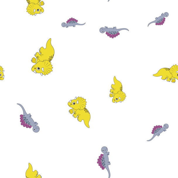 Stegosaurus and triceratops seamless pattern - Vector, afbeelding