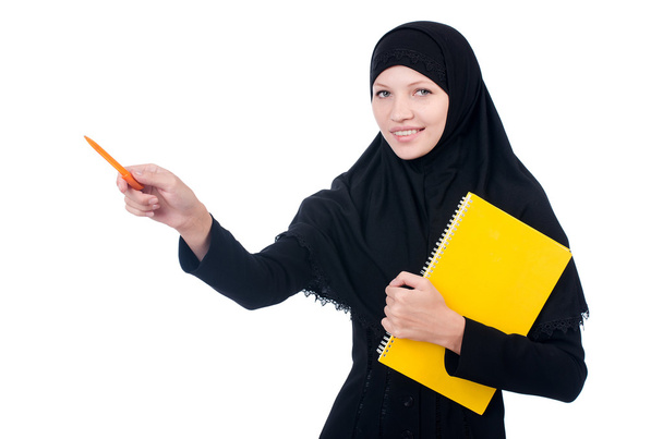 Молодая мусульманка-студентка с книгами - Фото, изображение