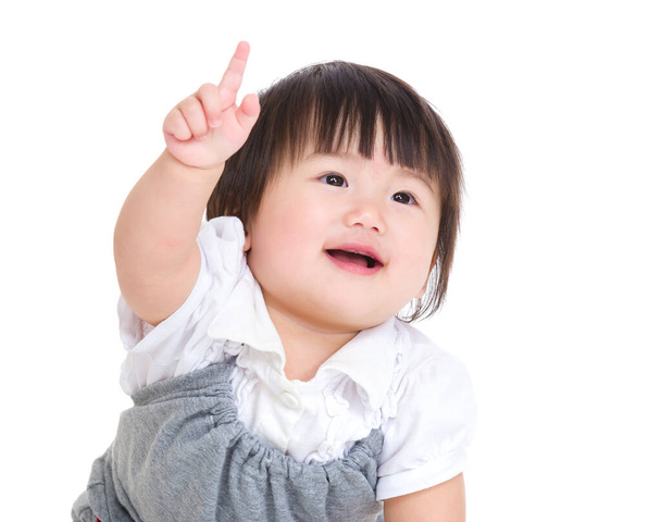 Baby girl finger pointing up - Foto, Imagem