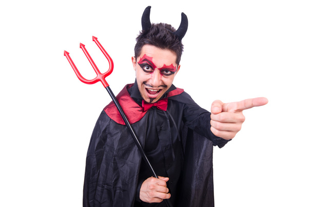 Άνθρωπος με στολή διαβόλου στην έννοια του Χάλογουιν - Φωτογραφία, εικόνα