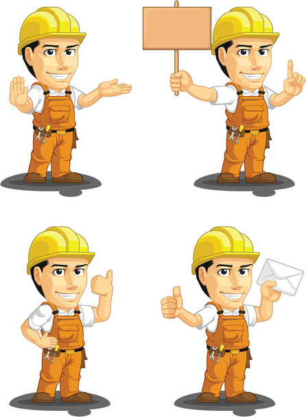 Endüstriyel inşaat işçisi özelleştirilebilir maskot 4 - Vektör, Görsel