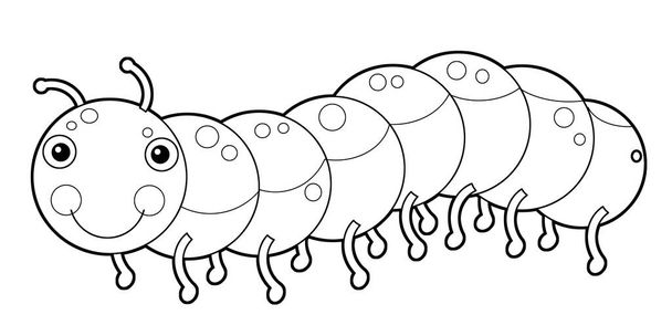 Cartoon animal caterpillar on white background - coloring page - - 写真・画像