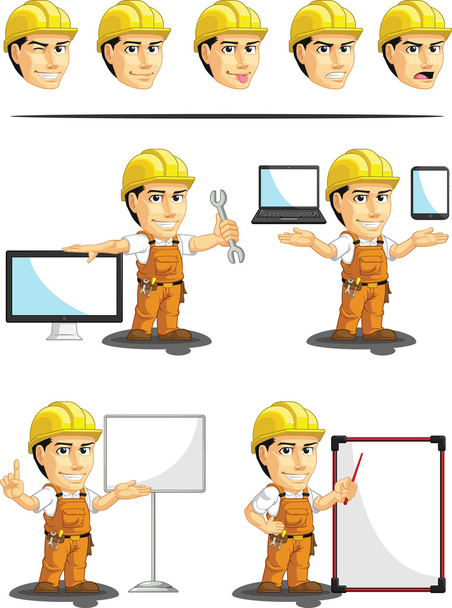 Industrial Construction Worker Customizable Mascot 16 - Vector, Image