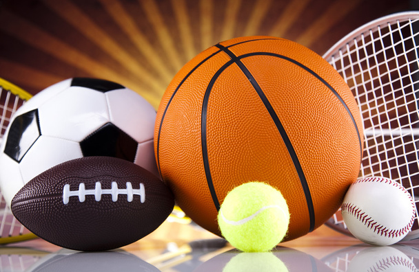 sportovní vybavení a míčky - Fotografie, Obrázek