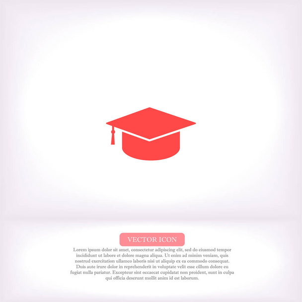 ícone vetor de tampa de graduação, lorem ipsum projeto plano
 - Vetor, Imagem