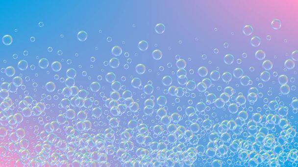 Soap cleaning foam background. Shampoo bubbles and suds. - Vector, Imagen