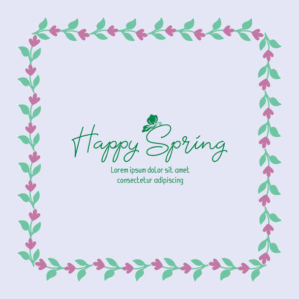The beauty decoration of leaf and floral frame, for beautiful happy spring greeting card design. Vector - Vector, Image