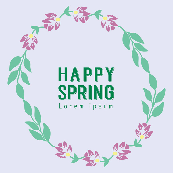 Antique Shape of happy spring greeting card, with beautiful leaf and flower frame. Vector - Vector, Image