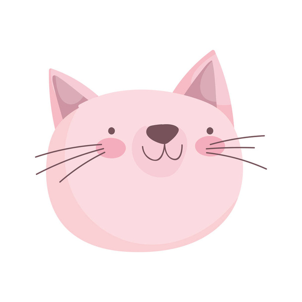 pink cat face cartoon on white background - Vecteur, image