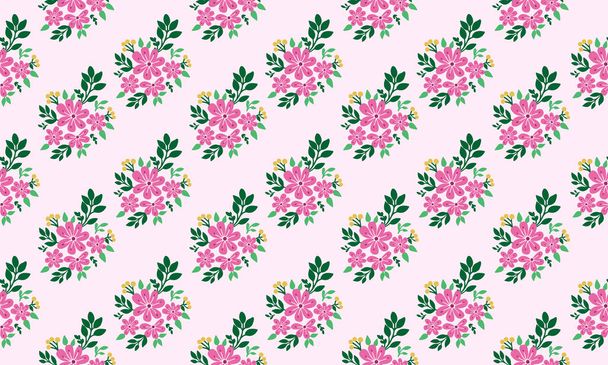 Elegant floral pattern design background for spring, with leaf and flower cute decor. - Vector, Image