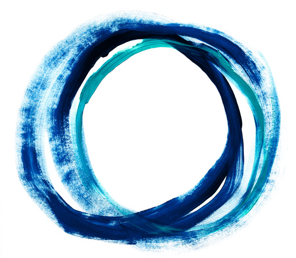 Cirkel spoor verf lijn ruwe ruwe ruwe geïsoleerde acryl witte achtergrond blauwe plek voor tekst - Foto, afbeelding