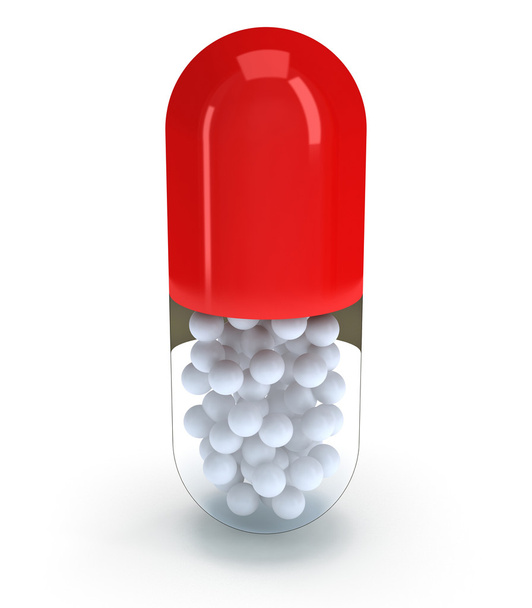Half red pill capsule. 3D - Фото, изображение