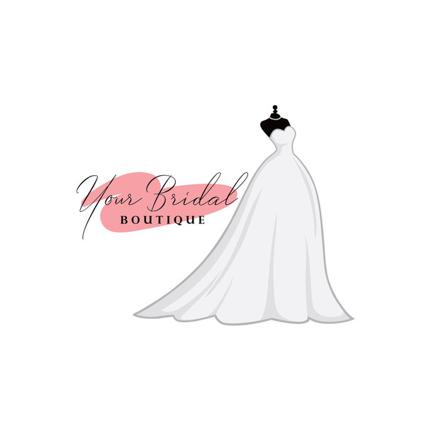 Монохромний весільний бутік Логотип Ідеї, Мода, Красива наречена, Векторний дизайн шаблон
 - Вектор, зображення