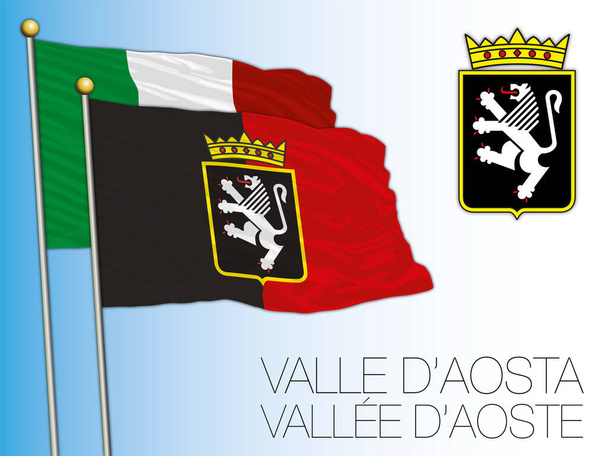 valle d 'aosta offizielle regionale Flagge und Wappen, Italien, Vektorillustration - Vektor, Bild