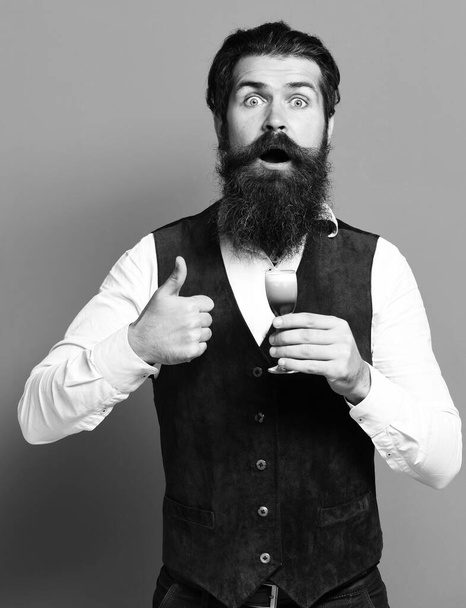 surprised handsome bearded man - Фото, изображение