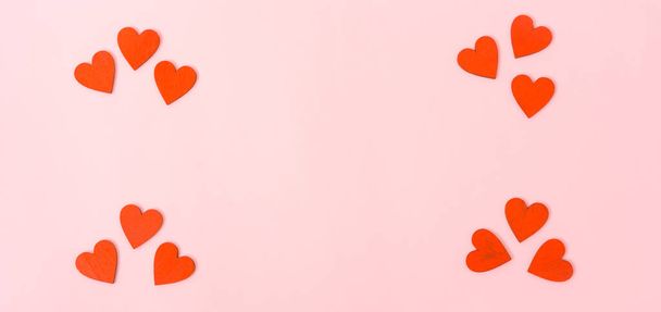 Valentine's Day Concept, Top view Flat lay, red heart - Valokuva, kuva