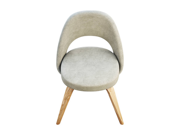 Chaise en tissu gris clair avec pieds en bois. 3d rendu
 - Photo, image