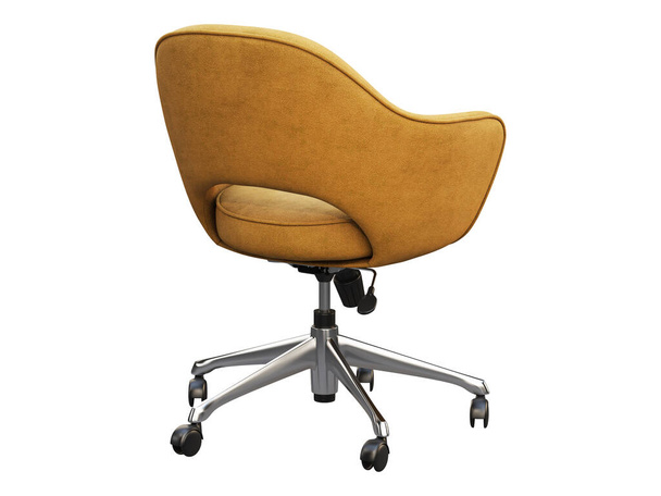 Oranje stof task fauteuil met chroom onderstel. 3d renderen - Foto, afbeelding