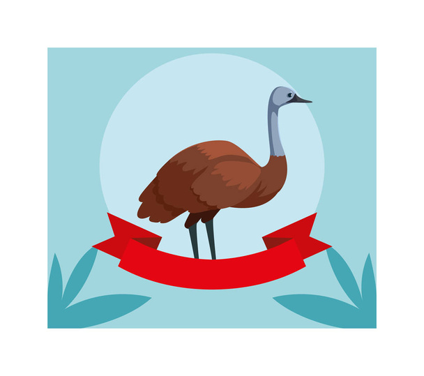 cartão de saudação com emu australiano
 - Vetor, Imagem