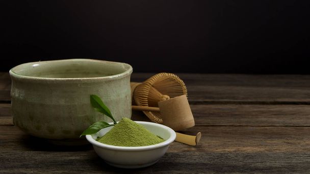 Bir kase içinde organik yeşil matcha çay - Fotoğraf, Görsel